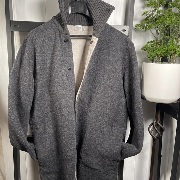 ARMANI COLLEZIONI Double Knit Wool Blend Long Jacket, Size Medium, $6590, WOW - Picture 2 of 10